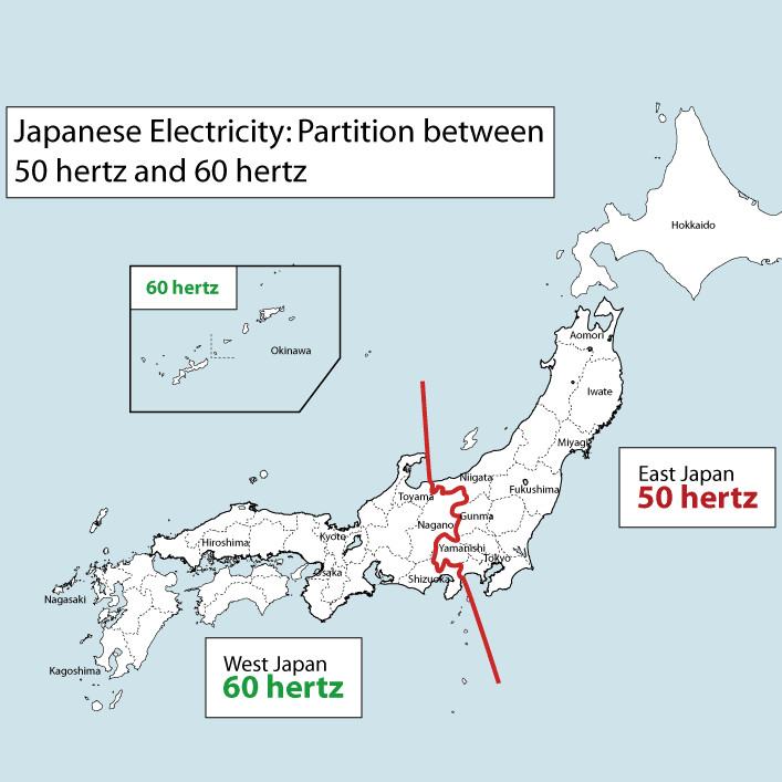 Почему в Японии существуют две энергосети с разными частотами?