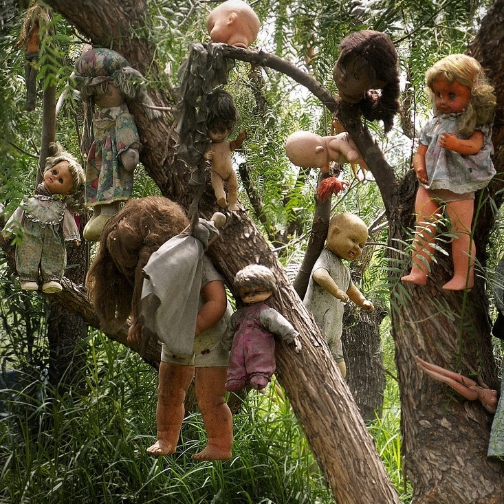В каком мегаполисе есть остров, на деревьях которого развешаны сотни изуродованных кукол?