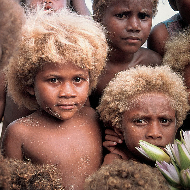 Чем объясняется распространённость блондинов среди населения Соломоновых островов?