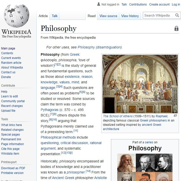 На какую статью английской Википедии ведёт переход по первым ссылкам из других страниц?